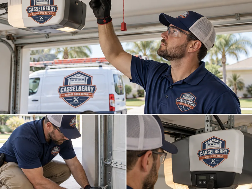 Garage door opener rail and trolley inspection with limit setting and safety sensor alignment checks
